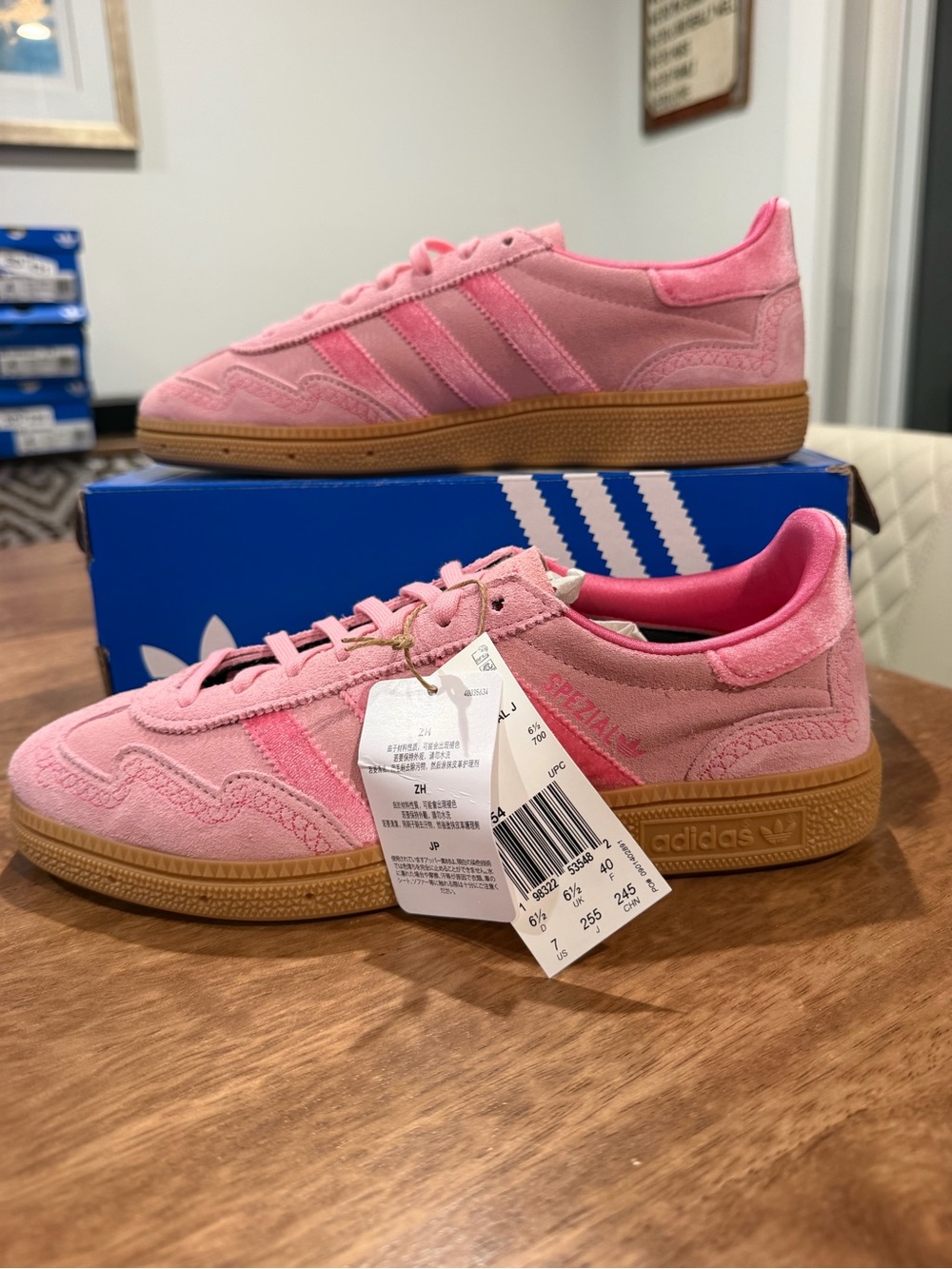 Adidas Women’s Handball Spezial J Pink Suede Samba with Gum Sole US 7